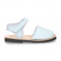 SOFT leather Menorquina sandals with hook and loop strap.