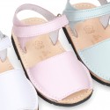 SOFT leather Menorquina sandals with hook and loop strap.