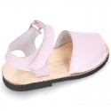 SOFT leather Menorquina sandals with hook and loop strap.