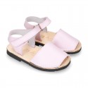 SOFT leather Menorquina sandals with hook and loop strap.