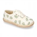 LEAVES print design Cotton canvas Bamba shoes espadrille style.