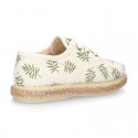 LEAVES print design Cotton canvas Bamba shoes espadrille style.