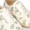 LEAVES print design Cotton canvas Bamba shoes espadrille style.