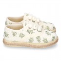 LEAVES print design Cotton canvas Bamba shoes espadrille style.