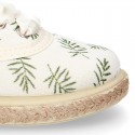 LEAVES print design Cotton canvas Bamba shoes espadrille style.