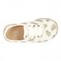 LEAVES print design Cotton canvas Bamba shoes espadrille style.