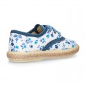 FLOWERS print design Cotton canvas Bamba shoes espadrille style.