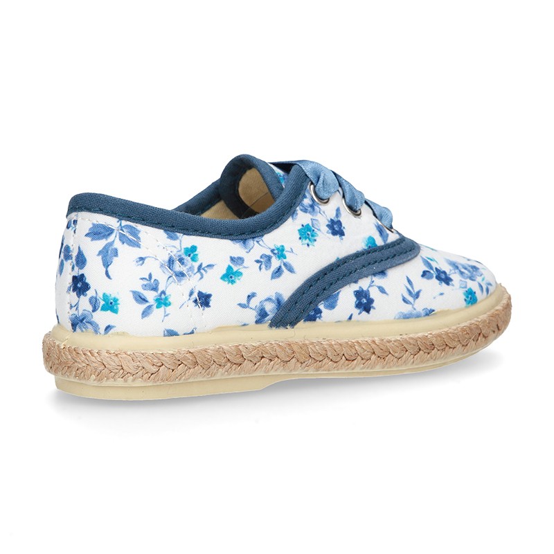 FLOWERS print design Cotton canvas Bamba shoes espadrille style. VP029 ...