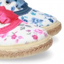 FLOWERS print design Cotton canvas Bamba shoes espadrille style.