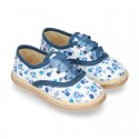 FLOWERS print design Cotton canvas Bamba shoes espadrille style.