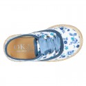 FLOWERS print design Cotton canvas Bamba shoes espadrille style.