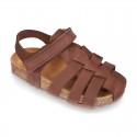 Nobuck leather sandals BIO style for kids.