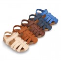 Nobuck leather sandals BIO style for kids.