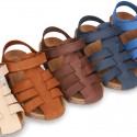 Nobuck leather sandals BIO style for kids.