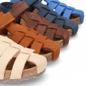 Nobuck leather sandals BIO style for kids.