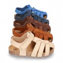 Nobuck leather sandals BIO style for kids.