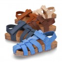 Nobuck leather sandals BIO style for kids.