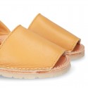 Exrtra Soft nappa leather Menorquina sandals with rear strap in MUSTARD color.