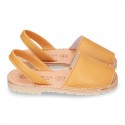 Exrtra Soft nappa leather Menorquina sandals with rear strap in MUSTARD color.