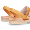 Exrtra Soft nappa leather Menorquina sandals with rear strap in MUSTARD color.