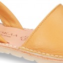 Exrtra Soft nappa leather Menorquina sandals with rear strap in MUSTARD color.