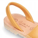 Exrtra Soft nappa leather Menorquina sandals with rear strap in MUSTARD color.