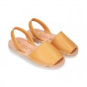 Exrtra Soft nappa leather Menorquina sandals with rear strap in MUSTARD color.