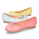 FASHION Extra soft leather ballet flats with adjustable ribbon.