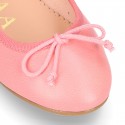 FASHION Extra soft leather ballet flats with adjustable ribbon.