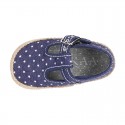 STARS print design cotton canvas little T-Strap shoes espadrille style for babies.