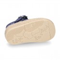 STARS print design cotton canvas little T-Strap shoes espadrille style for babies.