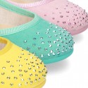 Serratex canvas little Mary Jane shoes Gilda style with STRASS detail.