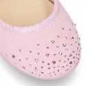 Serratex canvas little Mary Jane shoes Gilda style with STRASS detail.