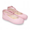 Serratex canvas little Mary Jane shoes Gilda style with STRASS detail.