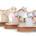 Patent Leather T-Strap Sandal shoes with BOWS and PEARLS for toddler girls.