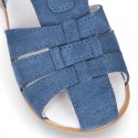 Suede leather little Sandal shoes with buckle fastening.