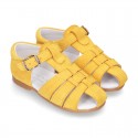 Suede leather little Sandal shoes with buckle fastening.