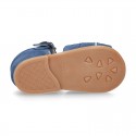 Suede leather little Sandal shoes with buckle fastening.