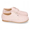 NUDE GLITTER classic OXFORD shoes with shoelaces closure.