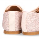 NUDE GLITTER classic OXFORD shoes with shoelaces closure.