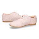 NUDE GLITTER classic OXFORD shoes with shoelaces closure.