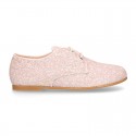 NUDE GLITTER classic OXFORD shoes with shoelaces closure.