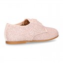 NUDE GLITTER classic OXFORD shoes with shoelaces closure.