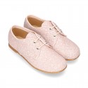 NUDE GLITTER classic OXFORD shoes with shoelaces closure.