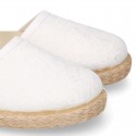 White canvas espadrille shoes with LACES design and velcro strap closure.