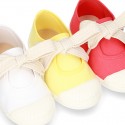 New Cotton canvas Mary Jane shoes ANGEL style with toe cap in seasonal colors.