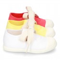 New Cotton canvas Mary Jane shoes ANGEL style with toe cap in seasonal colors.