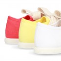 New Cotton canvas Mary Jane shoes ANGEL style with toe cap in seasonal colors.