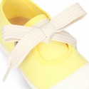 New Cotton canvas Mary Jane shoes ANGEL style with toe cap in seasonal colors.