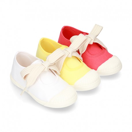 New Cotton canvas Mary Jane shoes ANGEL style with toe cap in seasonal colors.